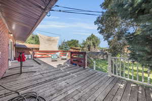 View of deck, sunshade/ movie screen