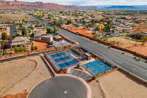 Drone / aerial view featuring a mountain view