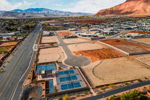 Drone / aerial view featuring a mountain view