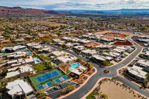 Aerial view featuring a mountain view