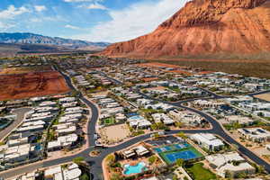 Aerial view featuring a mountain view