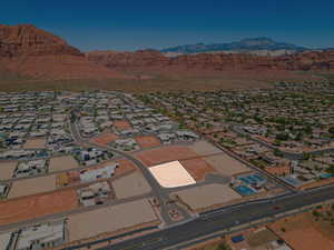 Aerial view featuring a mountain view