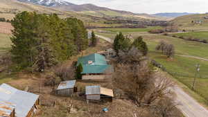 Outbuildings and house