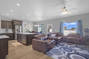 Living room/kitchen large windows, natural light