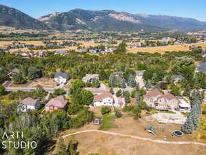 Bird's eye view featuring a mountain view