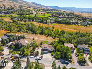 Drone / aerial view featuring a mountain view