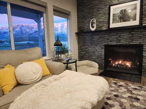 Bedroom with a mountain view