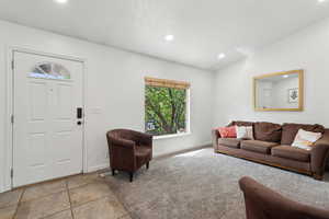 View of tiled living room