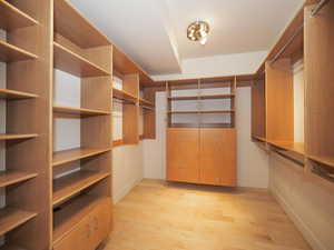 Walk in closet featuring light hardwood / wood-style flooring