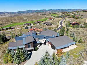 Drone / aerial view with a mountain view