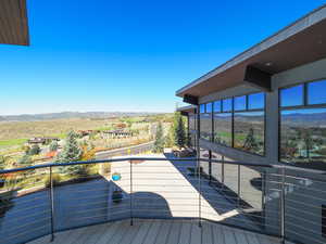 Wooden deck with a mountain view