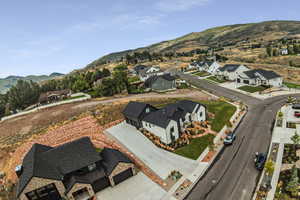 Aerial view featuring a mountain view