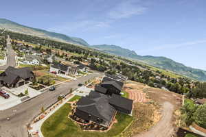 Aerial view featuring a mountain view