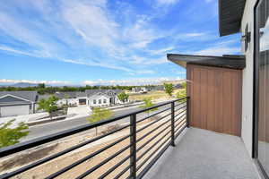 Balcony with a mountain view