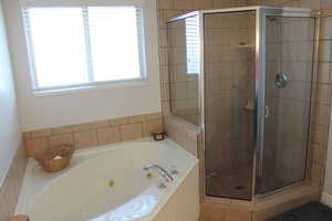 Bathroom featuring separate shower and tub