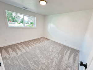 Spare room featuring light colored carpet