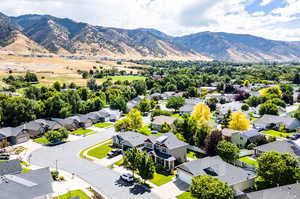 Drone / aerial view with a mountain view