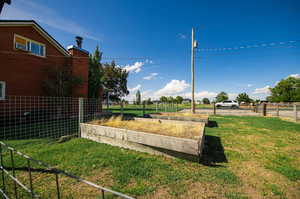 View of raised garden beds