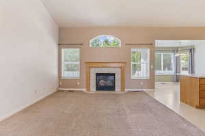 Great Room with Gas Fireplace and Lots of Natural Light