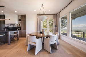 Dining room with light wood-type flooring