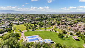 Drone / aerial view with a mountain view