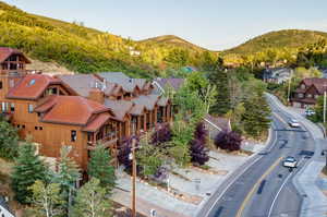 Drone / aerial view featuring a mountain view