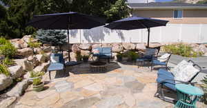 Backyard rock patio