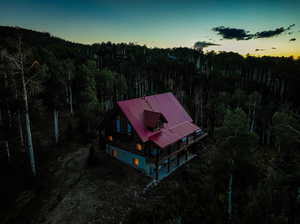 View of aerial view at dusk