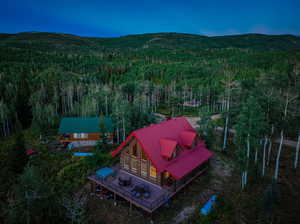 Aerial view with a mountain view