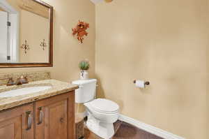 Bathroom featuring toilet and vanity