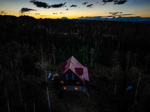 View of aerial view at dusk