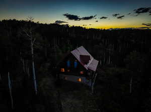 View of aerial view at dusk