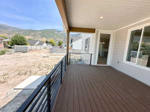 Deck featuring a mountain view
