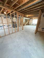 Below grade area featuring stairs