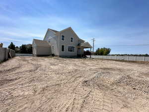 Back of property with board and batten siding
