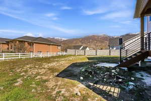 View of yard with a mountain view