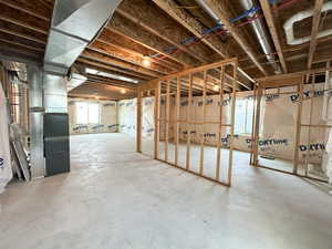 Basement with heating unit