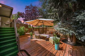 View of deck at dusk