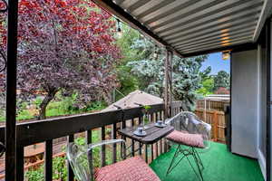 Backyard balcony with view of canal