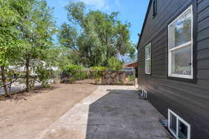 View of extra long driveway and side yard