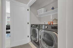 Large capacity LG washer/dryer with overhead shelf