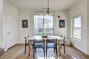 Dining room with light wood-type flooring