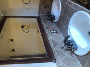 Bathroom with tile walls