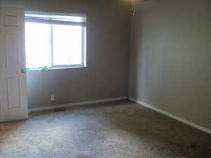 View of carpeted spare room