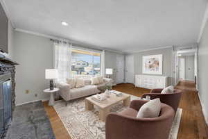 Digitally staged living room