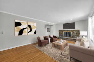 Digitally staged living room