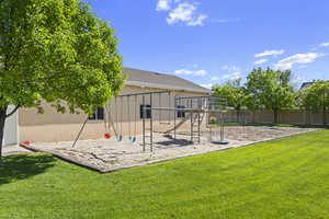 View of yard with a playground