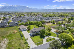 Aerial view featuring a mountain view