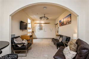 Living room featuring carpet floors