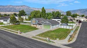 Drone / aerial view with a mountain view